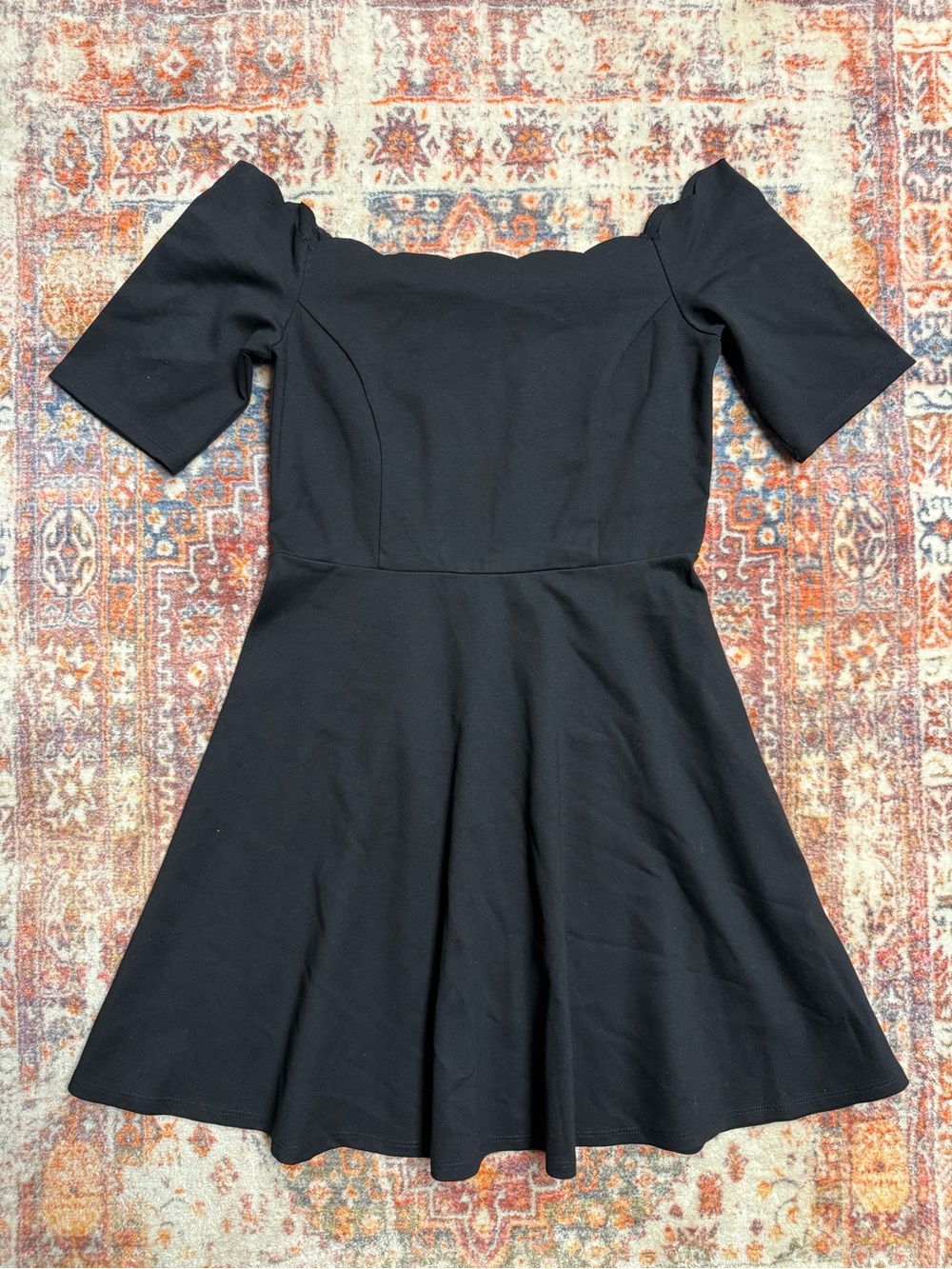 Nine Britton Vandalia Black Off Shoulder Scallop Dress Size Medium